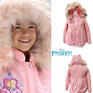 ❄️☃️FROZEN pink shimmery wool coat Disney fur coat for girls❄️☃️
